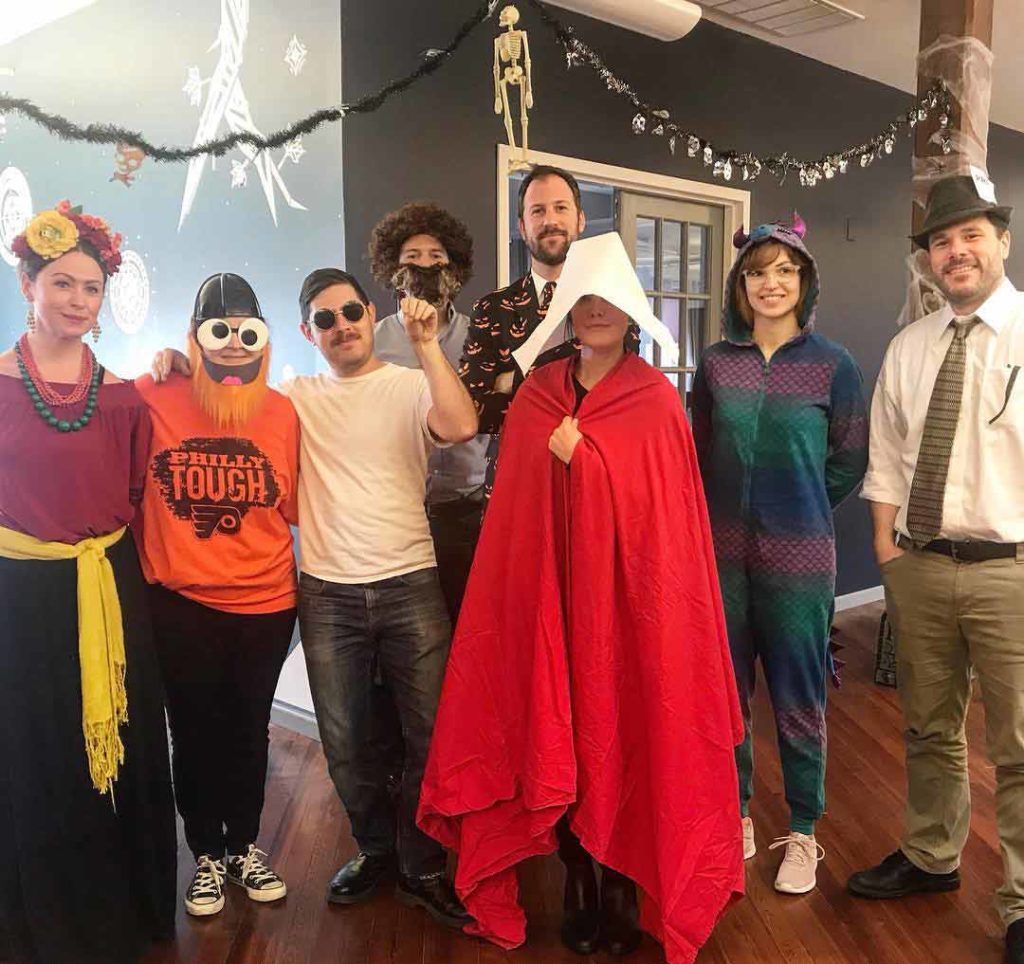 arcweb employees dressed up for halloween