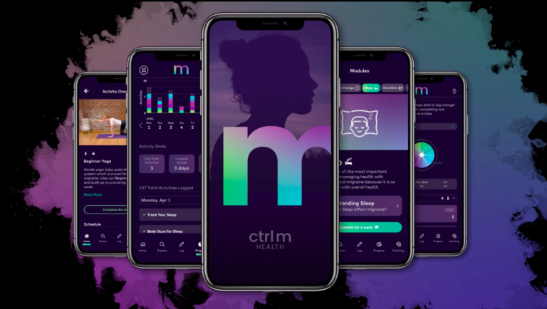 iphone graphic showing ctrl m health migraine mobile app